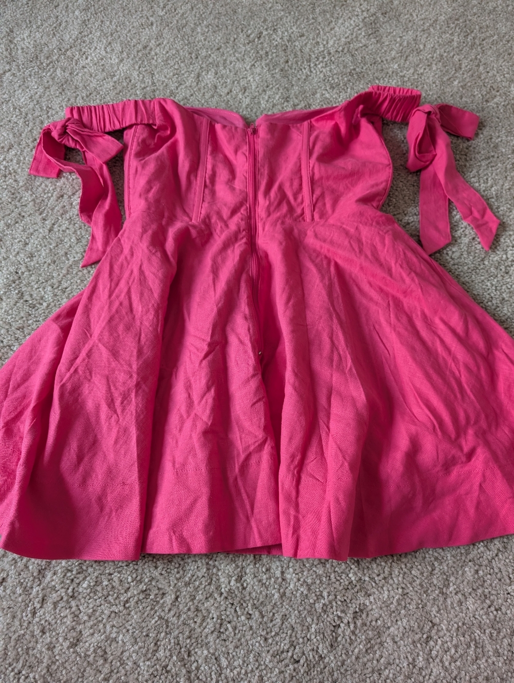 NWT Megan Moroney Mini Off the Shoulder Hot Pink Dress Small - Picture 7 of 13